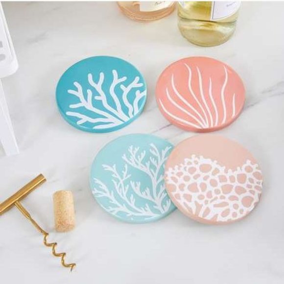 BNIB / Chic & Tonic / Coral Sea Collection Coasters - Set of 4❤️ - Picture 1 of 6